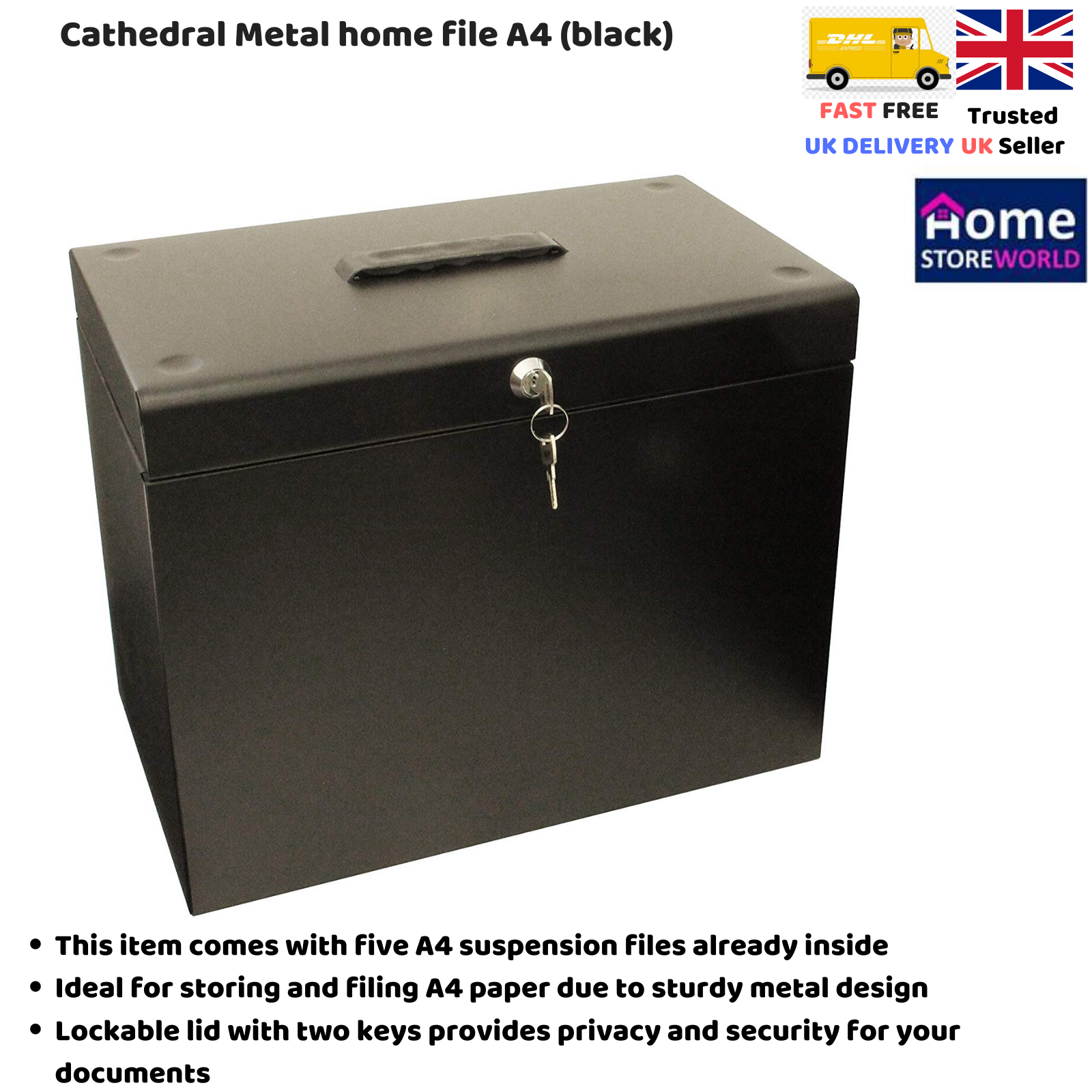 Small Filing Cabinet Portable A4 Filing Secure Storage Organiser