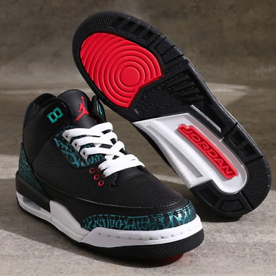 Nike Air Jordan 3 Retro (GS) Shoes Black Hyper Jade Red FV5437-001 Multi Sizes