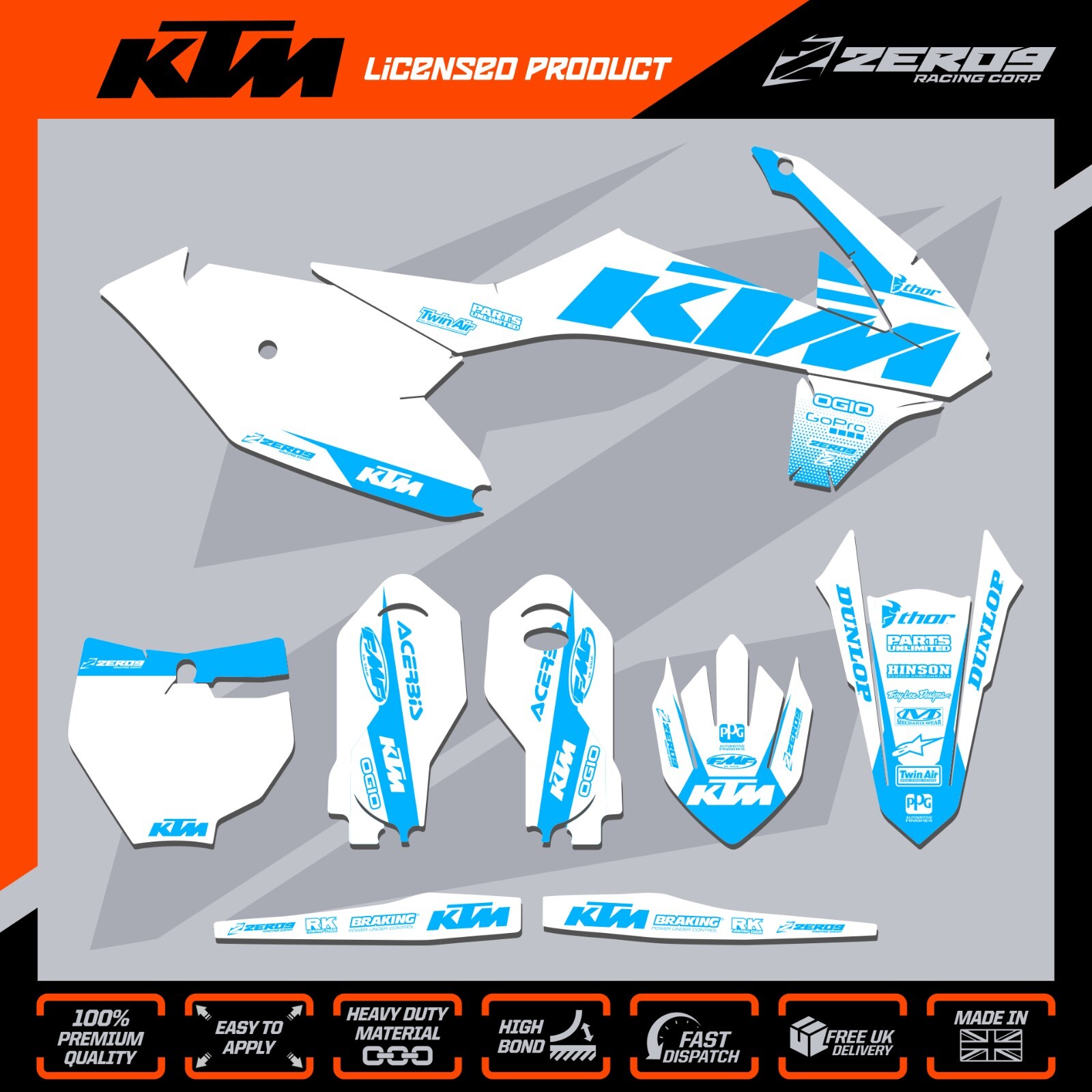 KTM 85 MOTOCROSS GRAPHICS MX GRAPHICS KIT DECALS STICKERS SX 85 BLOK WHI/BLU-O