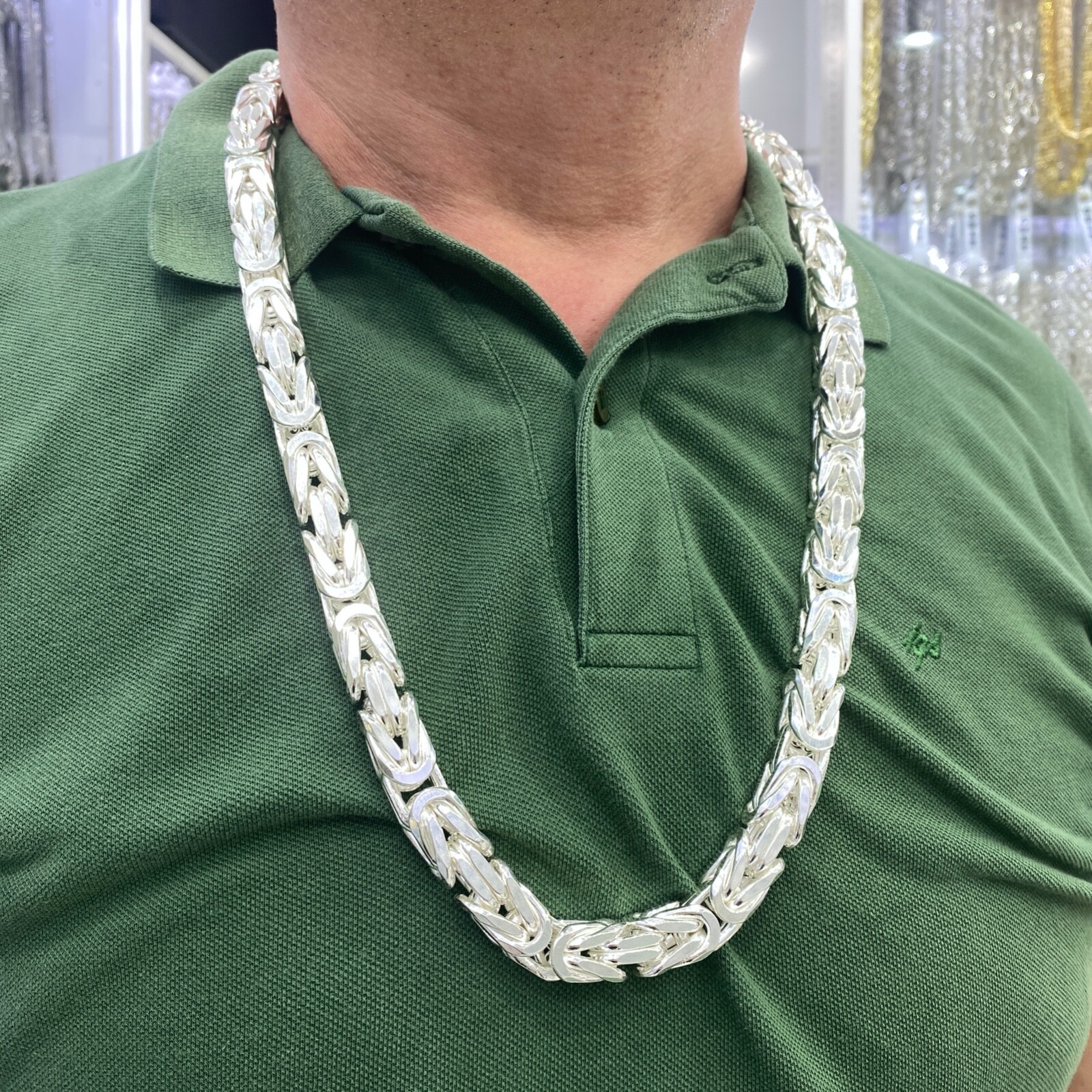 Pre-owned Handmade 12mm Byzantine Mens Silver Chain 925 Solid Sterling Silver 615gr 31.10"