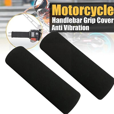 2Pcs Motorbike Handlebar Grip-on Foam Covers Anti Vibration For Motorcycle Grip