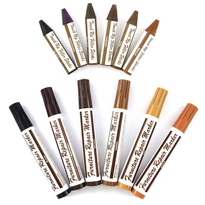 12 Pc Furniture Touch Up Markers Crayons Wood Repair Kit Filler Cherry Mahogany