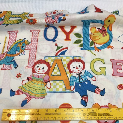 Vintage Raggedy Ann Fabric 3 Curtains Baby Nursery Panels ABC’s Andy Handmade