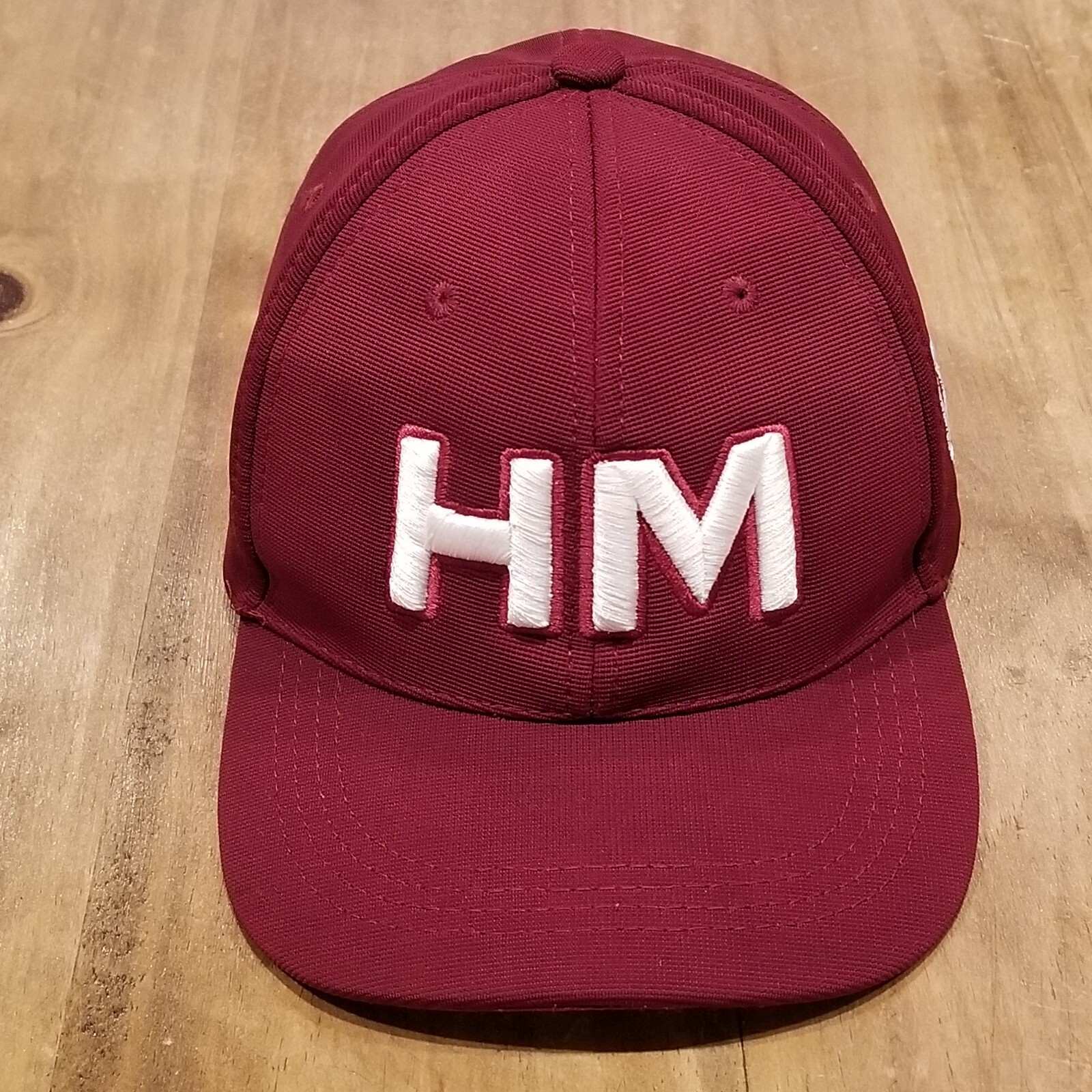 HM Logo Hat Cap Size M/L Flex Stretch Fitted Red White Initials