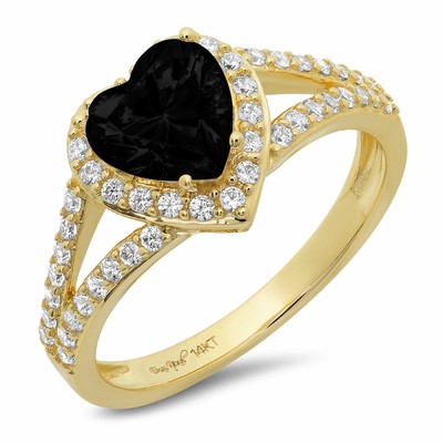 Pre-owned Pucci 1.75 Heart Split Shank Natural Onyx Modern Statement Ring Solid 14k Yellow Gold In D