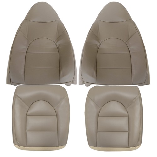 For 1999 2000 Ford F250 350 Lariat Driver & Passenger Leather Seat Cover Tan