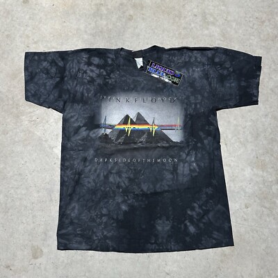 Y2k Pink Floyd T Shirt L Rock Band Liquid Blue Dark Side Of The Moon Stonewash