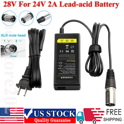 28V 2A XLR Electric Battery Charger For Hoveround mpv5 Mobility Chair Scooter F