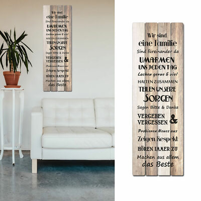 XL Plankenschild Familienregeln 40x120 Spruchtafel Wandbild Wanddeko Deko Schild