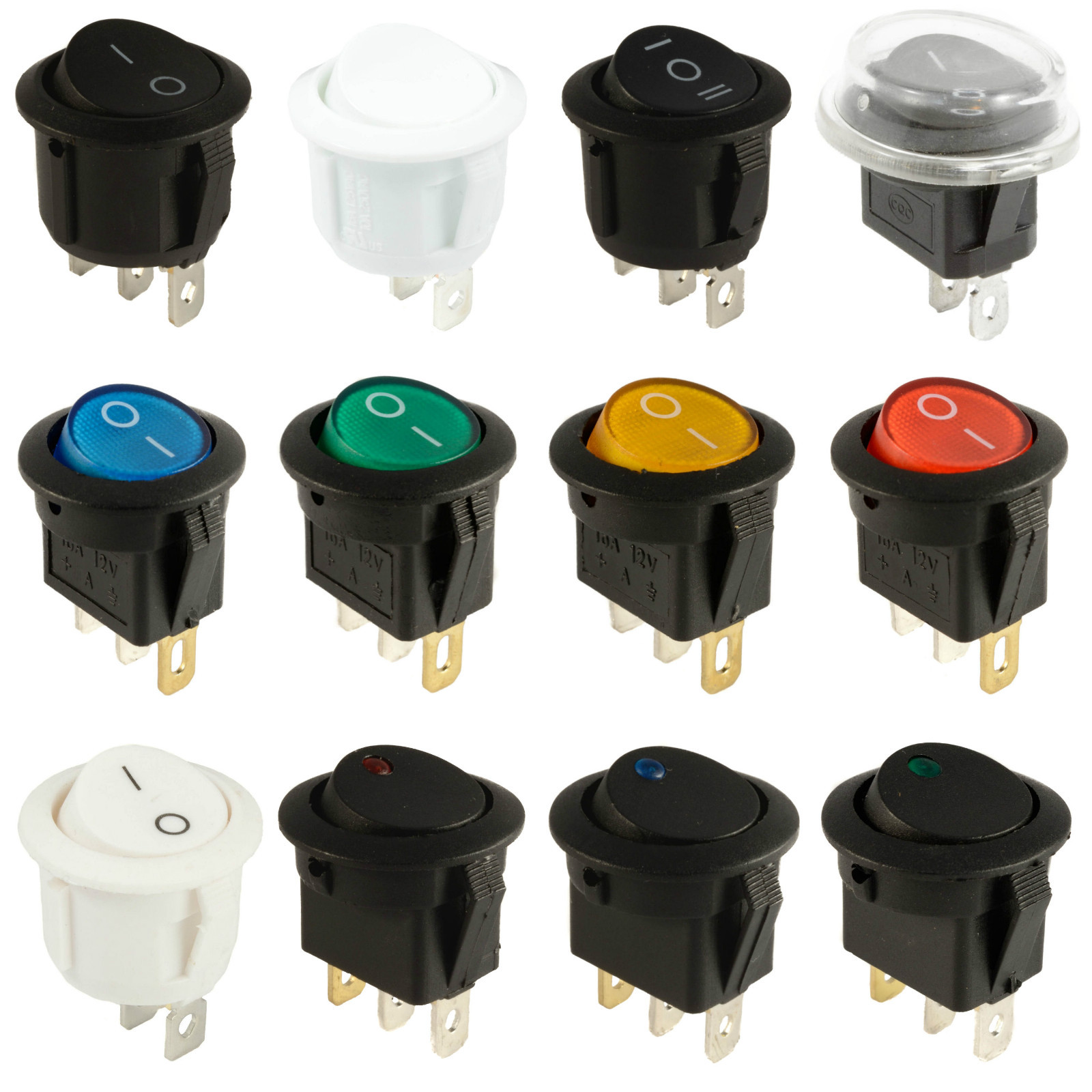 ON//OFF Round Rocker Switch Boat 12V Waterproof Splash Cover Car Dashboard
