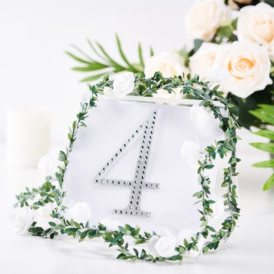 6'' tall SILVER Number 4 Self-Adhesive Rhinestones GEM STICKERS Wedding Supplies