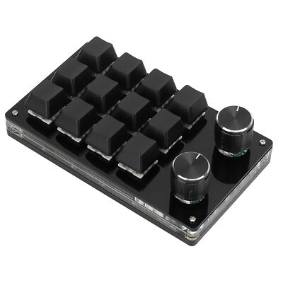 (black) 12 Key Macro Pad With Knob Green Axis Macro Mechanical Keyboard