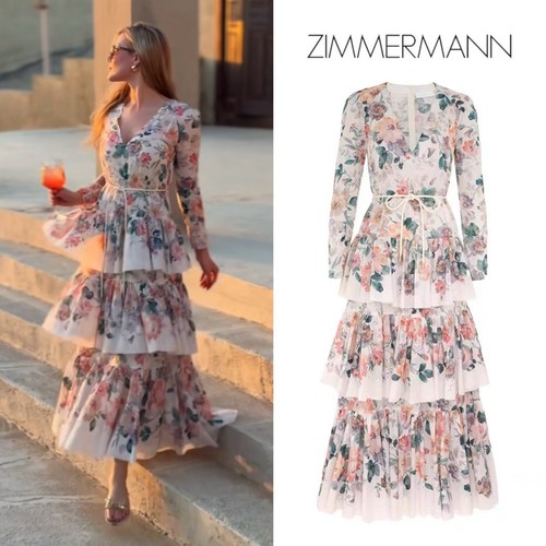 NWOT $1,150 Zimmermann Acacia Tiered Maxi Dress Cream Multi Floral AU0P XXS NWOT $1,150 Zimmermann Acacia Tiered Maxi Dress Cream Multi Floral AU0P XXS
