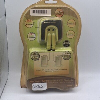 NEW Sealed IOGEAR MiniView Micro 2-port PS/2 KVM Switch Built Cables