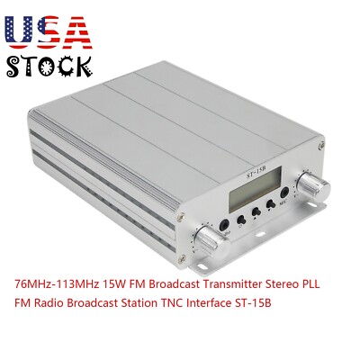 USA 15W FM Broadcast Transmitter Stereo PLL FM Radio Broadcast Station