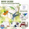 Stained Glass Hummingbird Suncatcher for Window Hanging, Hand-Crafted Garden Decor - Unique Gift for Women, Mom, Bird Watchers, Outdoor Home Art