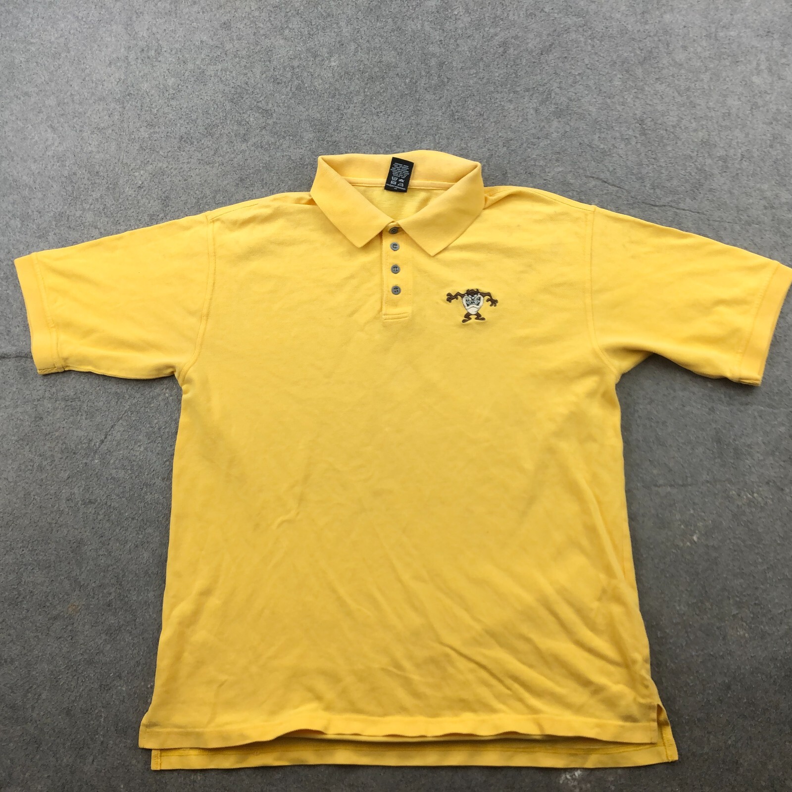 トップス OLD Stussy 90s Logo Mustard Polo Shirt Vintage Warner Bros Polo Shirt Mens Large Yellow Taz Short