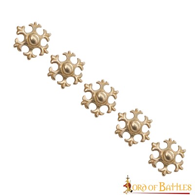 Brass Adornments Snowflake Pure Solid Handcrafted Leather Fittings Set of 5