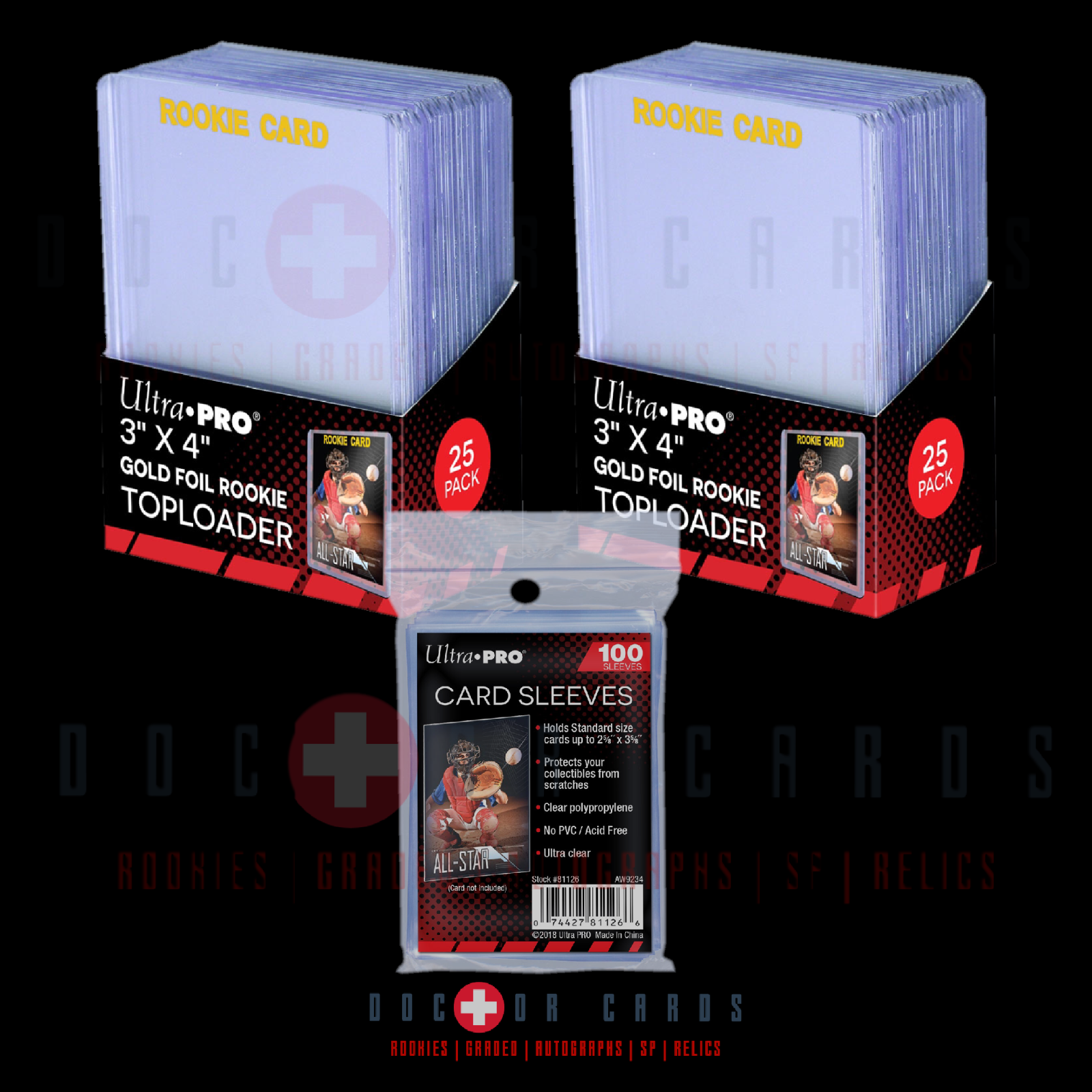 50 Rookie Card TOPLOADERS & 100ct CARD SLEEVES Ultra Pro Set eBay