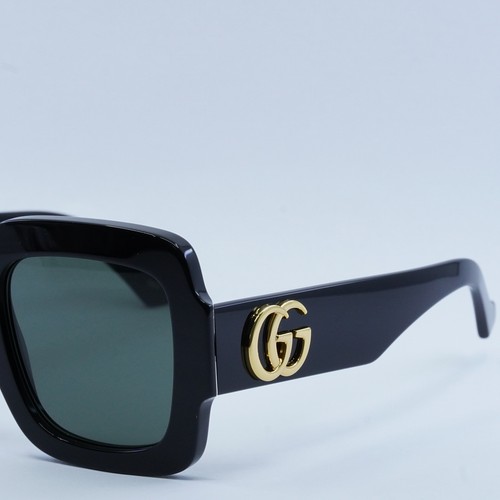 Pre-owned Gucci Gg1547s 001 Shiny Black/grey 50-24-145 Sunglasses Authentic In Gray