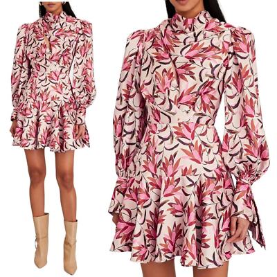 Acler Coleman Mini Dress in Pink Floral Size 8 New With Tag