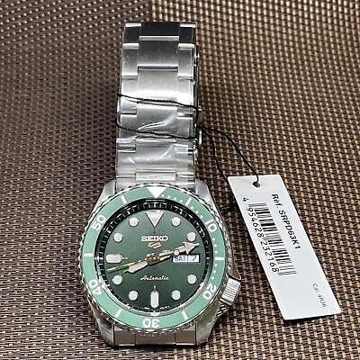 Pre-owned Seiko 5 Sports Srpd63k1 Green Dial Automatic Stainless Steel Analog Men's Watch