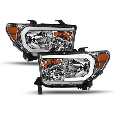 Topline For 2007-2013 Tundra/Sequoia LED Strip Headlights Signal Amber - Chrome