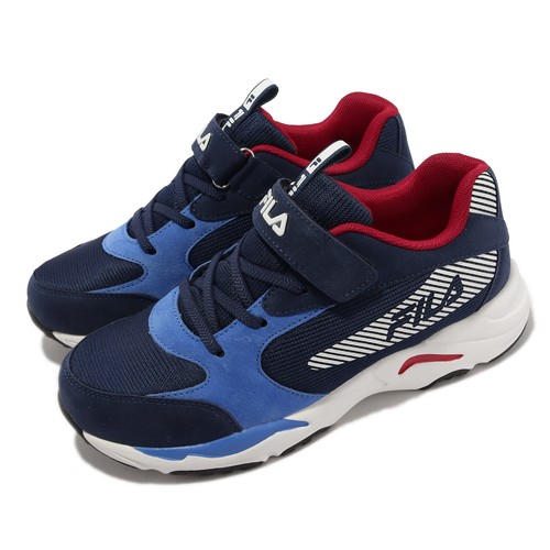 Fila J405X Navy White Red Kids Women Strap Running Sports Casual Shoes