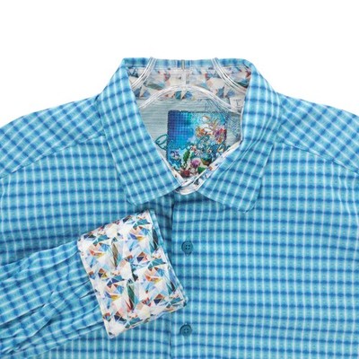 ROBERT GRAHAM Long Sleeve Shirt Flip Cuff 100% Cotton Classic Fit Size LARGE