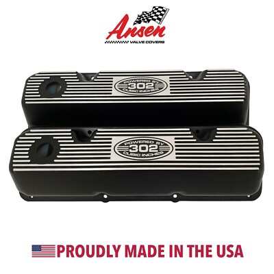Ford BOSS 302 Valve Covers Black ''POWERED BY 302 CUBIC INCHES'' 351 Cleveland
