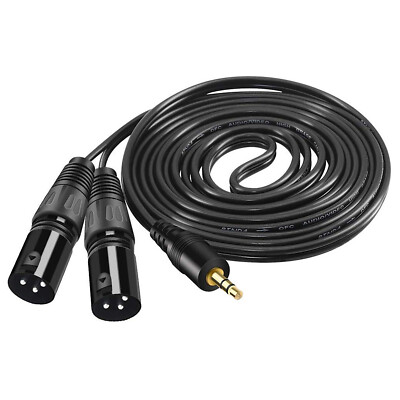 New 5 ft stereo 1/8'' 3.5mm plug to 2 XLR 3pin male y splitter patch cable Cord
