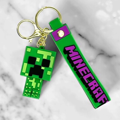 Creeper 3D Minecraft Figure Keychain with Carrying Straps