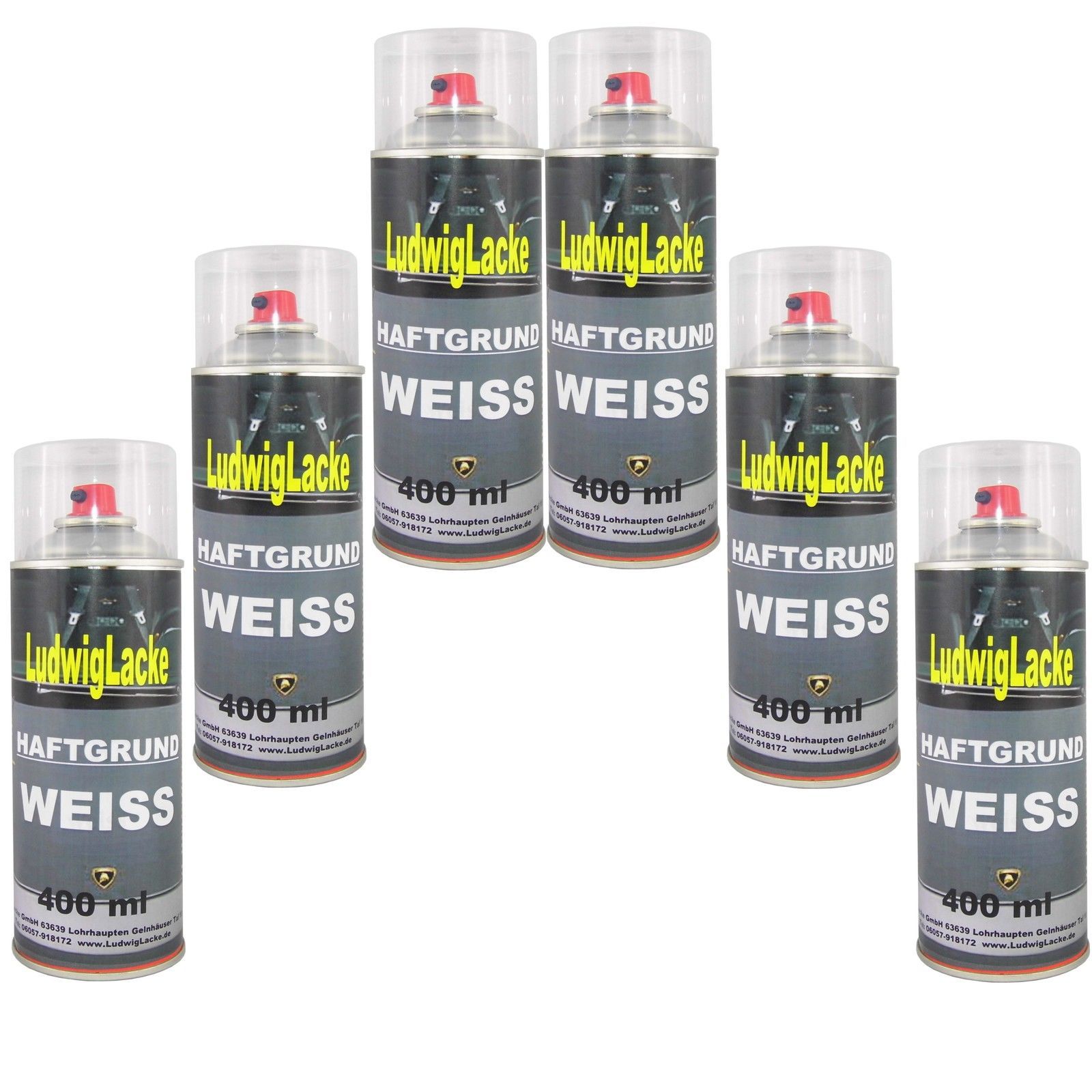 Haftgrund Weiss 6x 400ml Spray Grundierung Füller Autolack Ludwiglacke Ludwiglac