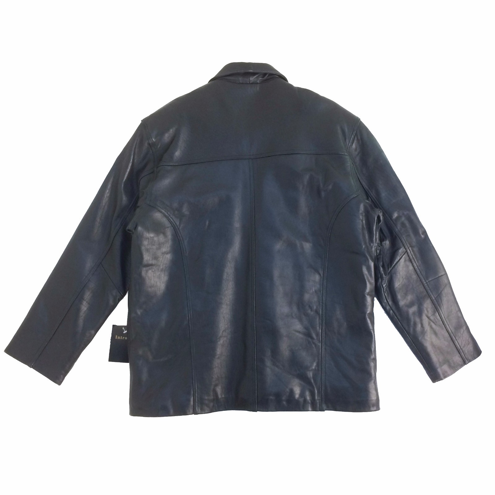 Pre-owned Intro 2984b , Vintage, Zip Out, Men's 4 Button Lambskin Leather 3/4 Coat/jacket In Black