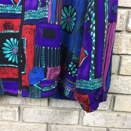 Vtg 90s Erin London Windbreaker ADULT XL Vintage retro Bold Full Print All Over