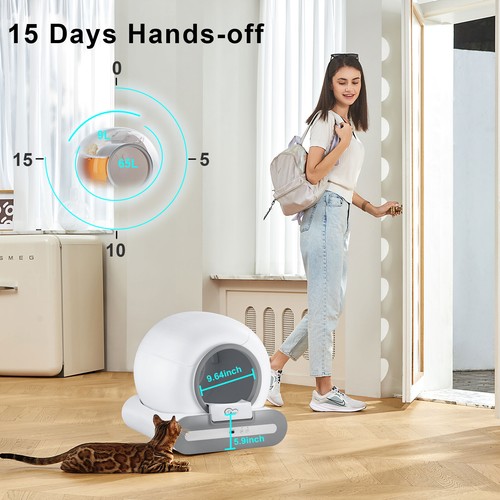 DOEL Self Cleaning Cat Litter Box Automatic  65L APP Control w/ Trash Bags & Mat