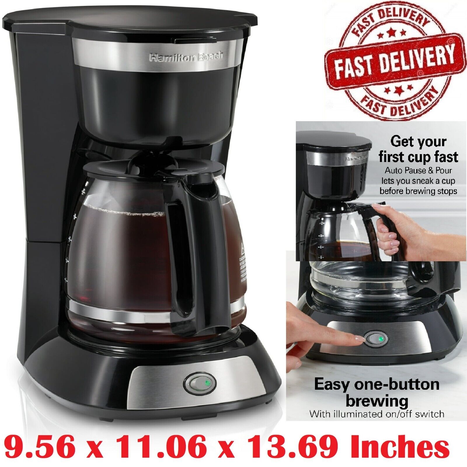 Hamilton Beach Easy Brew 12 Cup Switch Coffee Maker, Stainless Steel Accents | eBay Hamilton Beach Easy Brew 12 Cup Switch Coffee Maker, Stainless Steel Accents | eBay