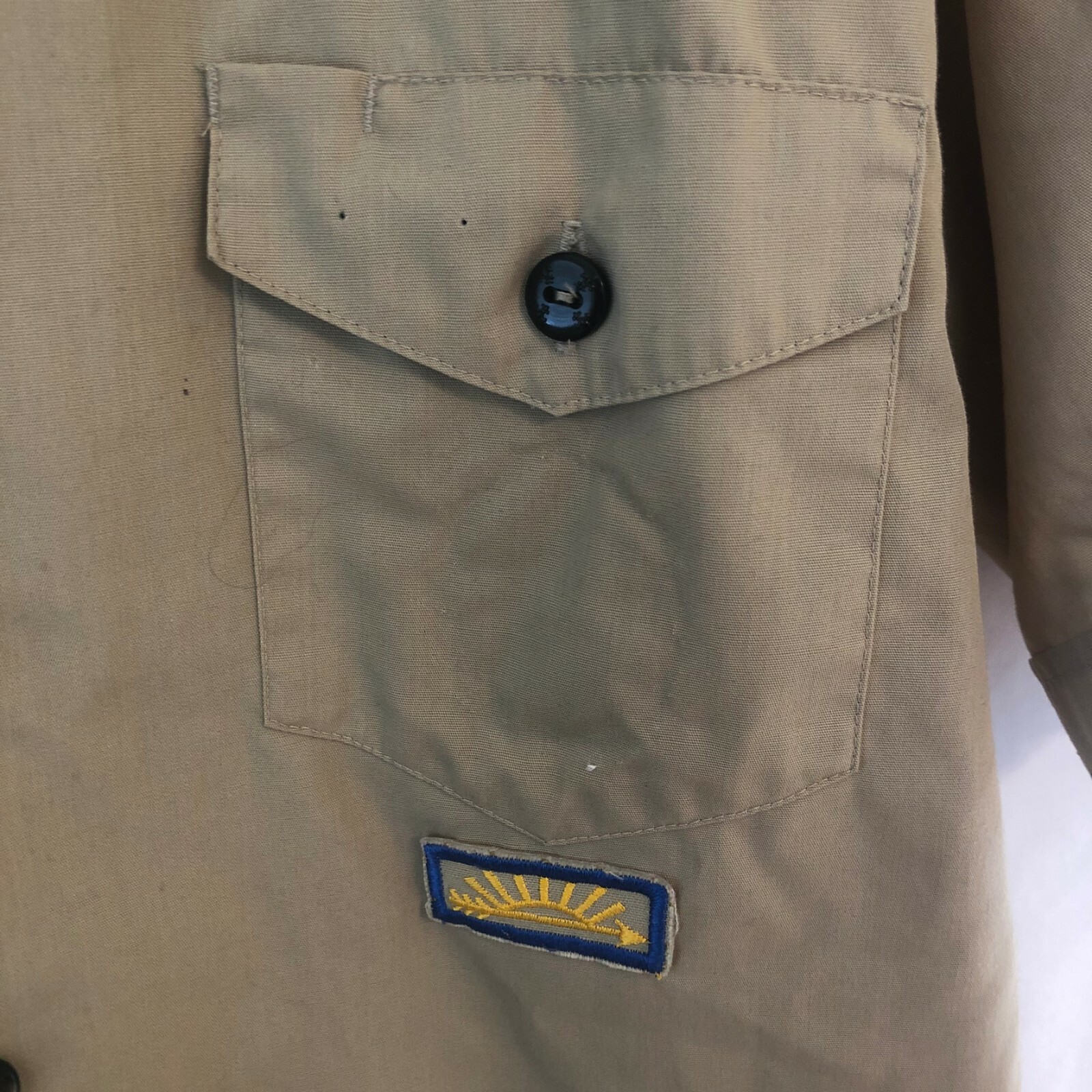 Boy Scouts Of America Official Mens Medium Uniform Shirt Short Sleeve Tan