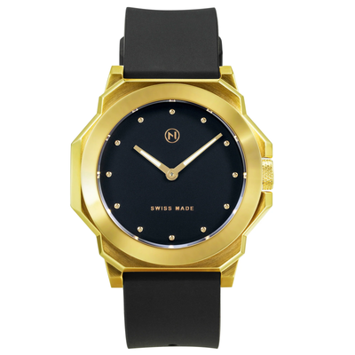 NOVE NOVE ROCKETEER GOLD BLACK WATCH - BRAND