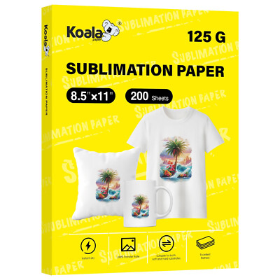 Koala Sublimation Paper 8.5x11 200 Sheets for Inkjet Heat Transfer Epson 125gsm