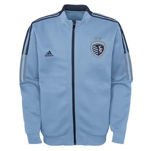 Adidas MLS Youth (8-20) Дорожная куртка Sporting Kansas City с полной молнией Anthem