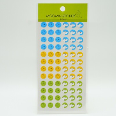 Moomin Characters Round Sticker 2 Sheets (Total 144pcs) BM028-86 Made in JAPAN