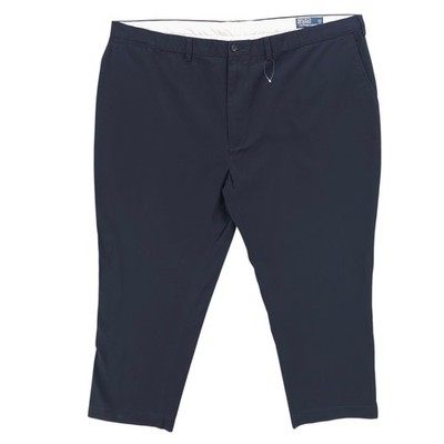 POLO RALPH LAUREN Navy Blue Chino Pants 100% Cotton Red Logo EUC Size 50B x 30