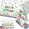 3 Pack Happy Birthday Plastic Tablecloth Decorations,Disposable Colorful Polka Dots Table Cloths,Rectangle Waterproof Table Cover for Girls Boys Birthday Baby Shower Party Decorations,54x108 Inch
