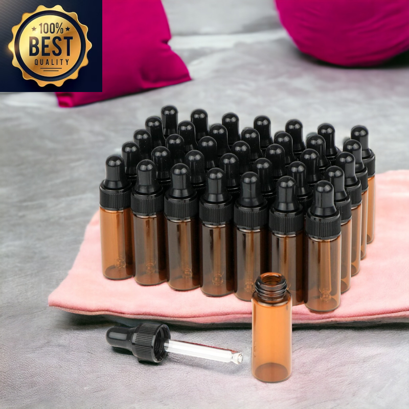 35 Pack 5ml Empty Essential Oil Bottles Glass Vials Amber Glass Dropper Bottle w