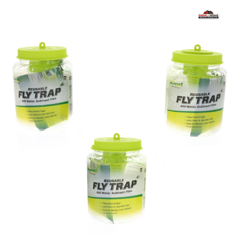 3 Rescue Reusable Non-Toxic Fly Trap & Attractant ~ New
