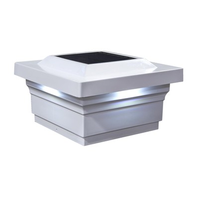 Classy Caps SL075W PVC Majestic Solar Post Cap, 5" x 5", Whi