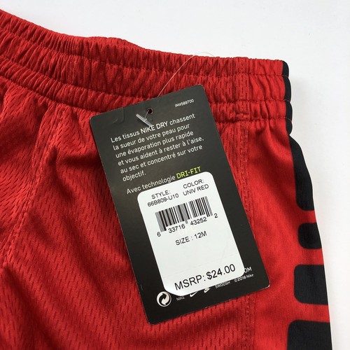 Nike Infant Boys Shorts Red Black 12 Month Nwt
