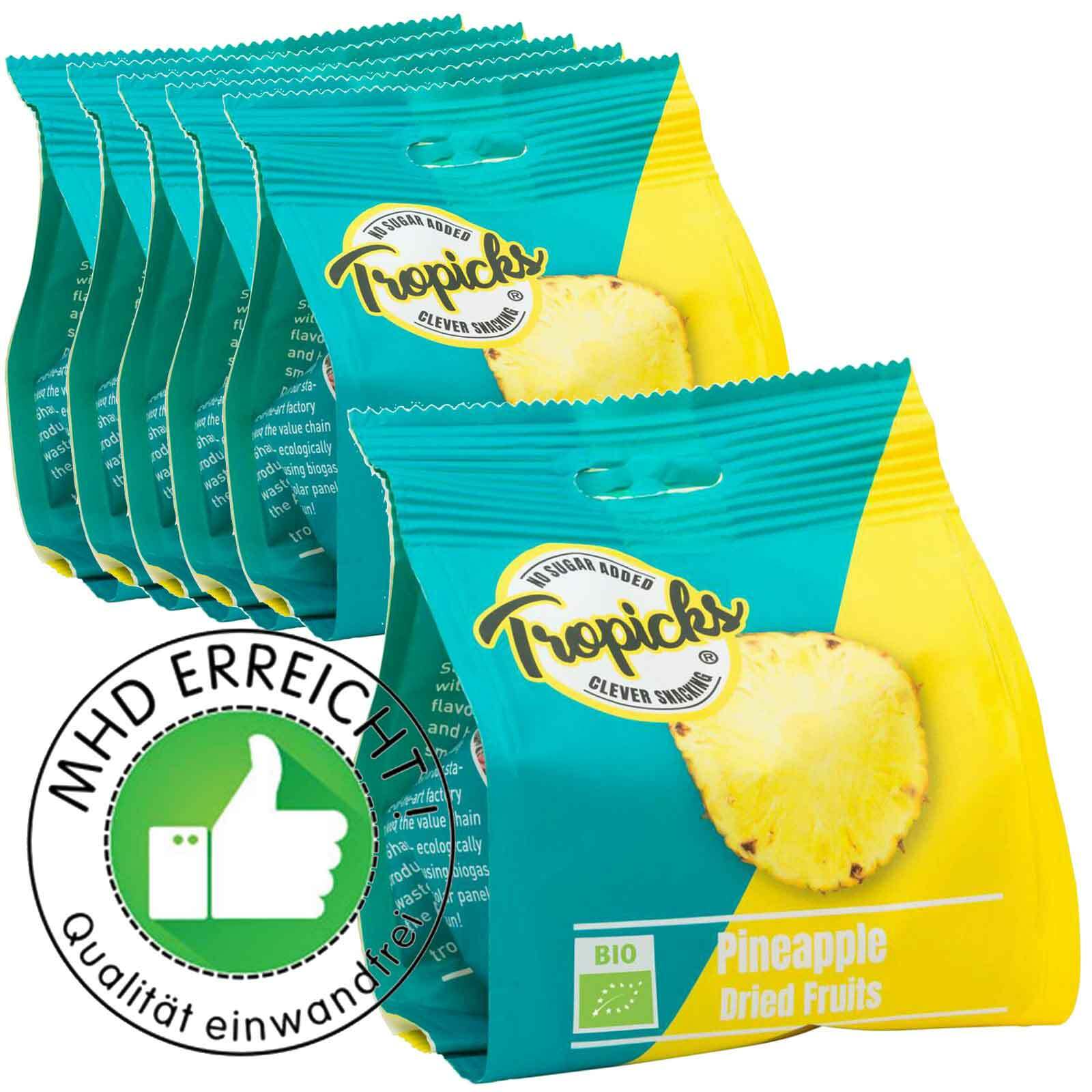 Tropicks Getrocknete Ananas aus Ghana Karton 600g Ohne Zuckerzusatz MHD 3/21