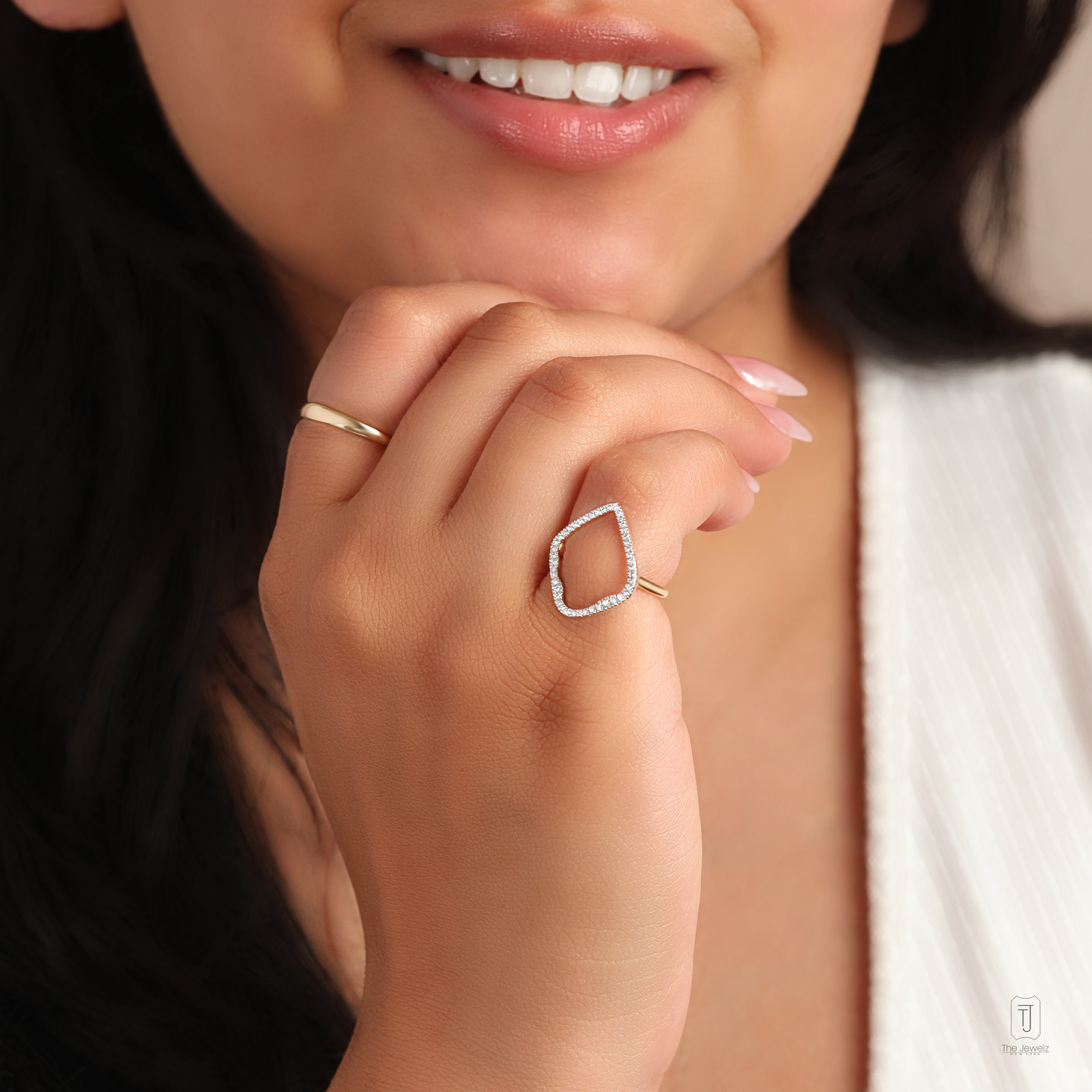 14K Gold 0.18 CT VS/F-G Diamond Cocktail Ring  Size - 3 to 8 US- The Jewelz